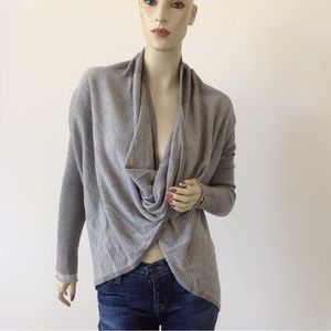 Lululemon Iconic Wrap Sweater Heathered Gray Stripe Twist Front Cashmere Blend 6